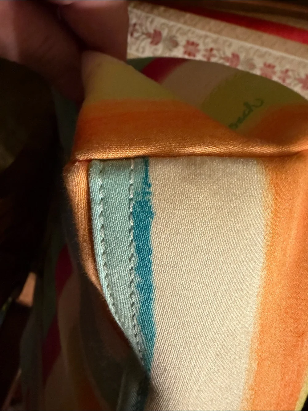 Vintage Coach Hampton Watercolor Striped Canvas Tote Bag